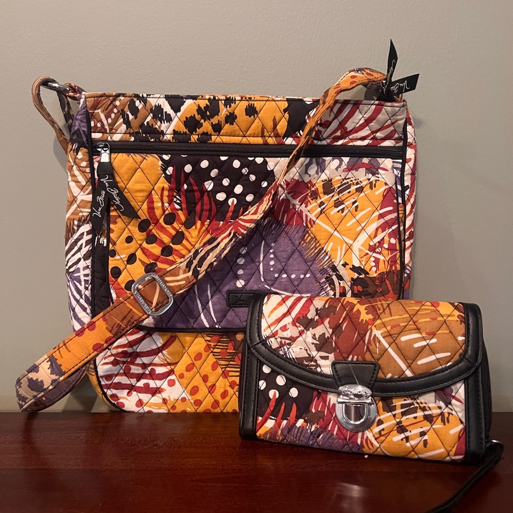 Vera Bradley Colorful Quilted Crossbody Bag and Wallet